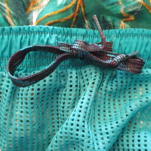 Speedo Men's Swim Trunks, Blue & Green Leaf Print, Pockets, Size XL - Picture 5 of 12